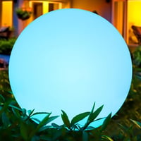 Aimosen RGB LED 30 cm Napelemes Kerti Gömblámpa - IP66 Vízálló, 16 Színű, Távirányítós, 1200 mAh Type-C Tölthető Kültéri Világítás Pázsitra, 1
