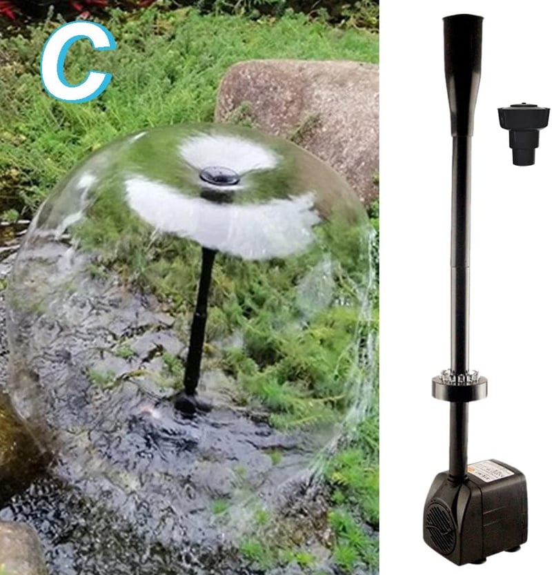 Bseical LED-es Kerti Szivattyú 750L/h - Csendes Vízpumpa Tóhoz, Akváriumhoz, Szökőkúthoz 4 Szórófejjel, Állítható Vízáramlással, 15W