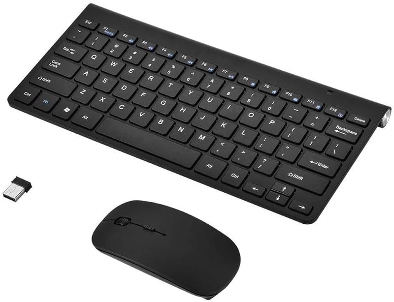 Ergonomikus vezeték nélküli billentyűzet és egér szett - Vízálló, újratölthető, csendes, fekete - PC, laptop, Smart TV
