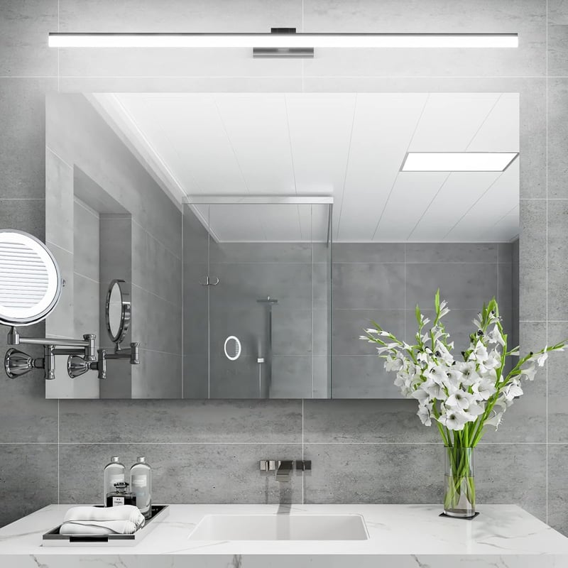 Klighten LED Fürdőszobai Tükörlámpa 32W 1820LM 6000K Hideg Fehér, 180° Forgatható, IP44 Vízálló, 120 cm Fekete Fali Világítás Tükörhöz