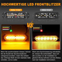 Dinfu 4x12 LED Figyelmeztető Villogó Lámpa - 12V/24V, 48W, Narancssárga, 21 Villogási Móddal, IP67 Vízálló, Autó, Teherautó, Traktor Kompati 5
