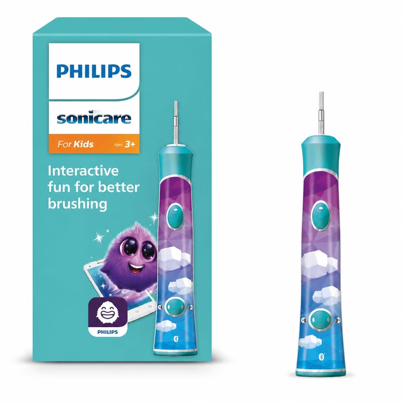 Periuță de dinți electrică pentru copii Philips Sonicare For Kids HX6322/04, SmarTimer și QuadPacer — fără cap de periuță (stare: vezi imaginea 2)
