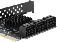 ASHATA PCIe 6 portos SATA 3.0 bővítőkártya SSD és HDD-hez 8