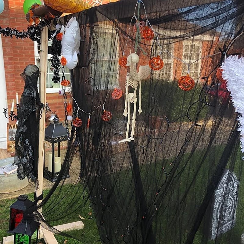 Halloween Fekete Géz Kendő 200x100cm - Kísértetház Dekoráció, Ijesztő Bulikellék