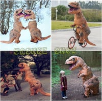 T-Rex Felfújható Dinoszaurusz Jelmez Felnőtteknek - Barna 3
