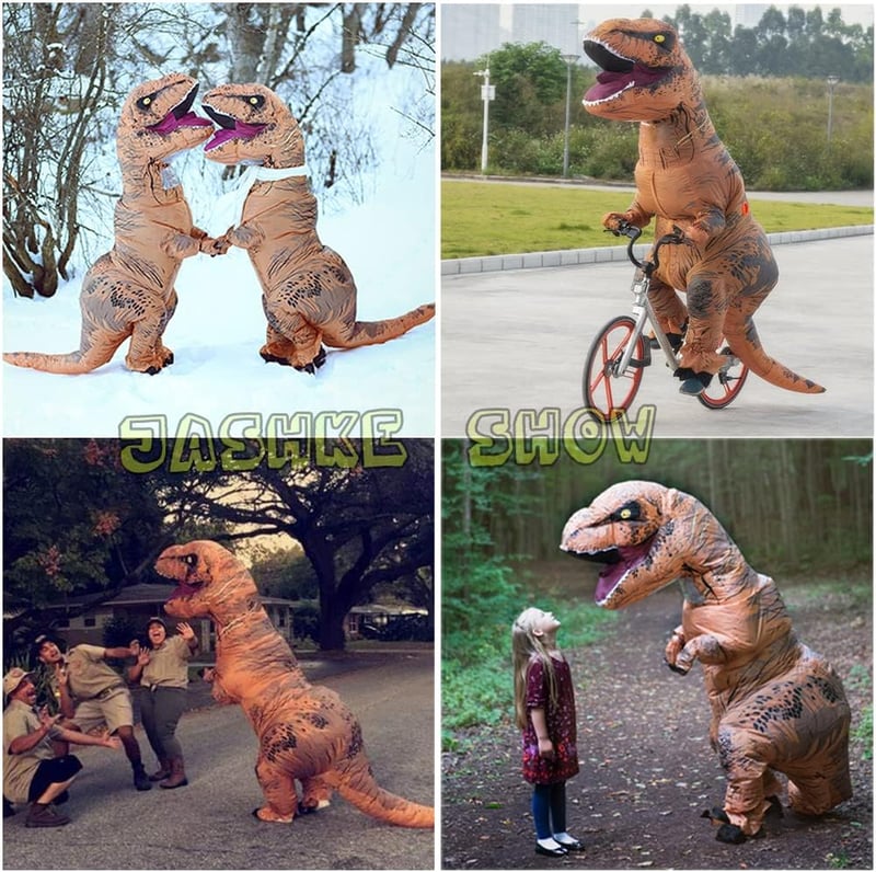 T-Rex Felfújható Dinoszaurusz Jelmez Felnőtteknek - Barna