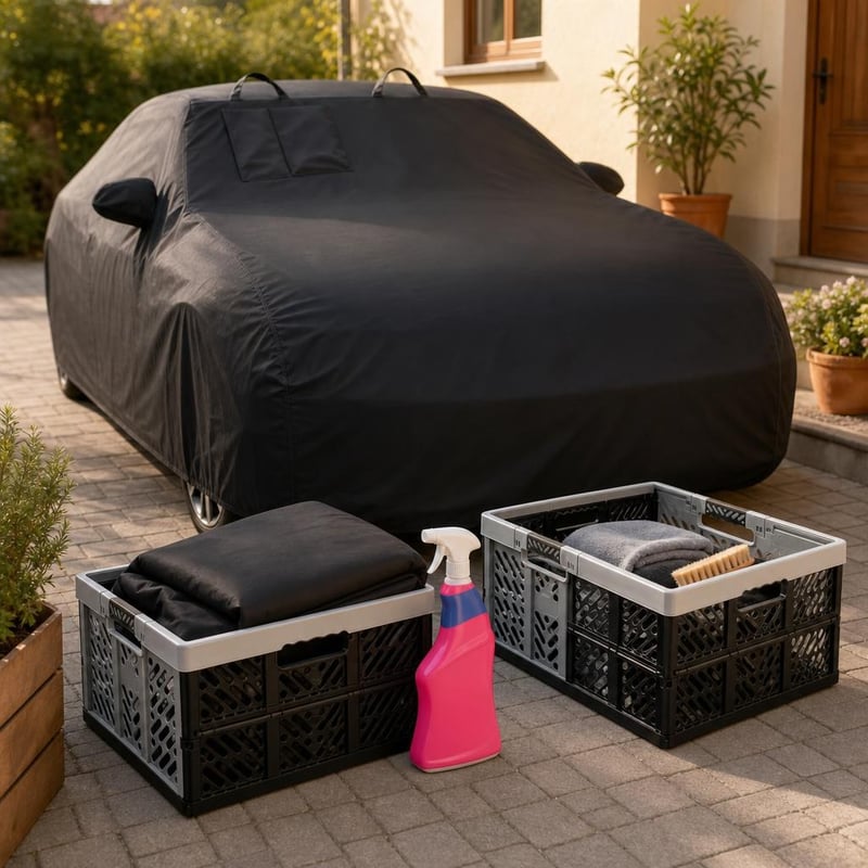 Sada na údržbu auta: 1x autoplachta + 750ml čistič + 2x skladací box