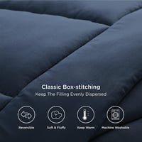 Bedsure Téli Paplan 240x220 - Meleg, Puha, Antiallergén Steppelt Takaró, Kék 3
