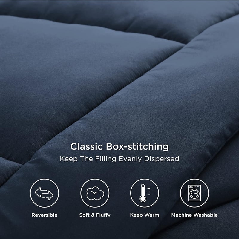 Bedsure Téli Paplan 240x220 - Meleg, Puha, Antiallergén Steppelt Takaró, Kék