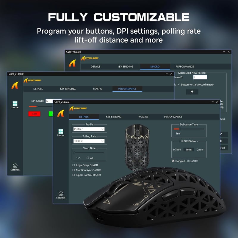 ATTACK SHARK R5 Ultra Szénszálas Vezeték Nélküli Gamer Egér, 39g Ultrakönnyű, 8000Hz Mintavételezés, 42000DPI, Háromféle Csatlakozás, Window