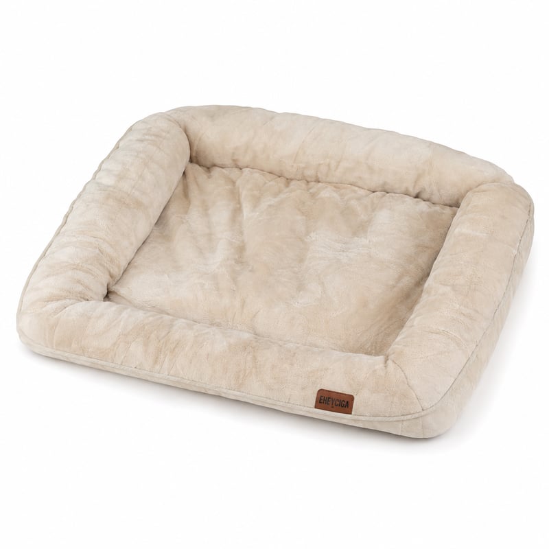 Ortopedický pelech pre psov EHEYCIGA 89x56 cm béžový, pamäťová pena, pohovka s vysokým okrajom pre malé a stredné psy – Používané, stav zodpovedá fotografiám