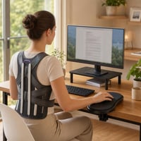 Ergonomski uredski set: 1x oslonac za zglob + 1x korektor držanja + 1x podesivi stalak za monitor 1