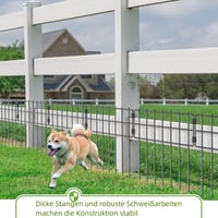 LIANTRAL Dekoratív Fém Kerti Kerítés - 42cm x 7,63m, Fekete, 25 db T-alakú Elem, Állat Védőkerítés, Rozsdamentes, Földbe Szúrható 6