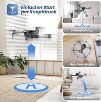 DEERC D70 Összecsukható Drón 720P Kamerával - Gyerekeknek és Kezdőknek, Hosszú Repülési Idő, Mobiltelefon Irányítás, 360° Forgás, Beltéri Ha 5