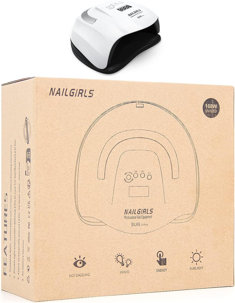 NAILGIRLS 168W-os UV LED Műköröm Lámpa, 4 Időzítővel és LCD Kijelzővel