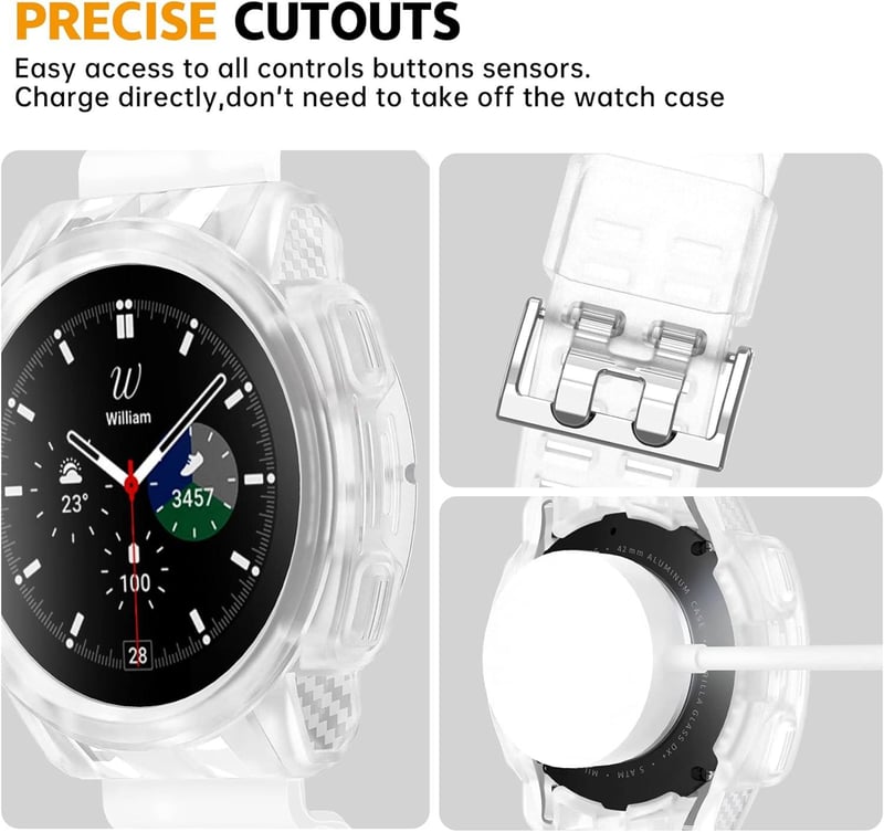 Samsung Galaxy Watch 4 Classic 42mm-es Fehér Szilikon Szíj és Védőtok Szett