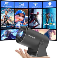 Mentech Mini Projektor 180° Forgatható, Android TV 11.0, 1080P Támogatás, WiFi 6, Bluetooth, 150 Colos Vetítés, Automatikus Korrekció 1
