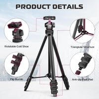 ULANZI TT51 kompakt állvány távirányítóval, 360°-os gömbfejjel, 138 cm-ig nyújtható, iPhone és Samsung okostelefonokhoz 5