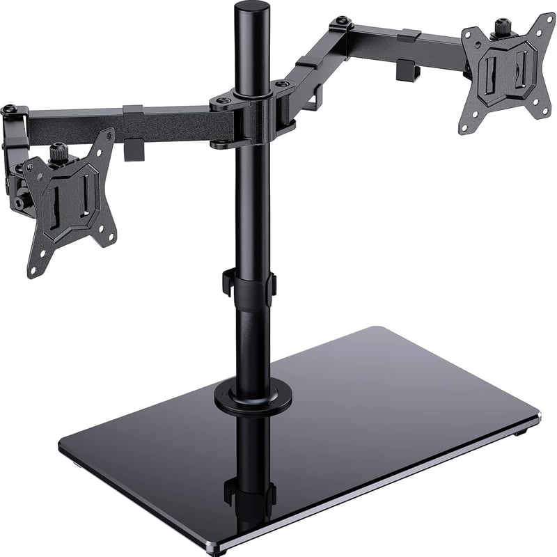 ErGear Dupla Monitortartó 13-32" Képernyőkhöz - Szabadon Álló Asztali Állvány, 180° Forgatható, 360° Elforgatható, VESA 75/100, 8kg Terhelhe
