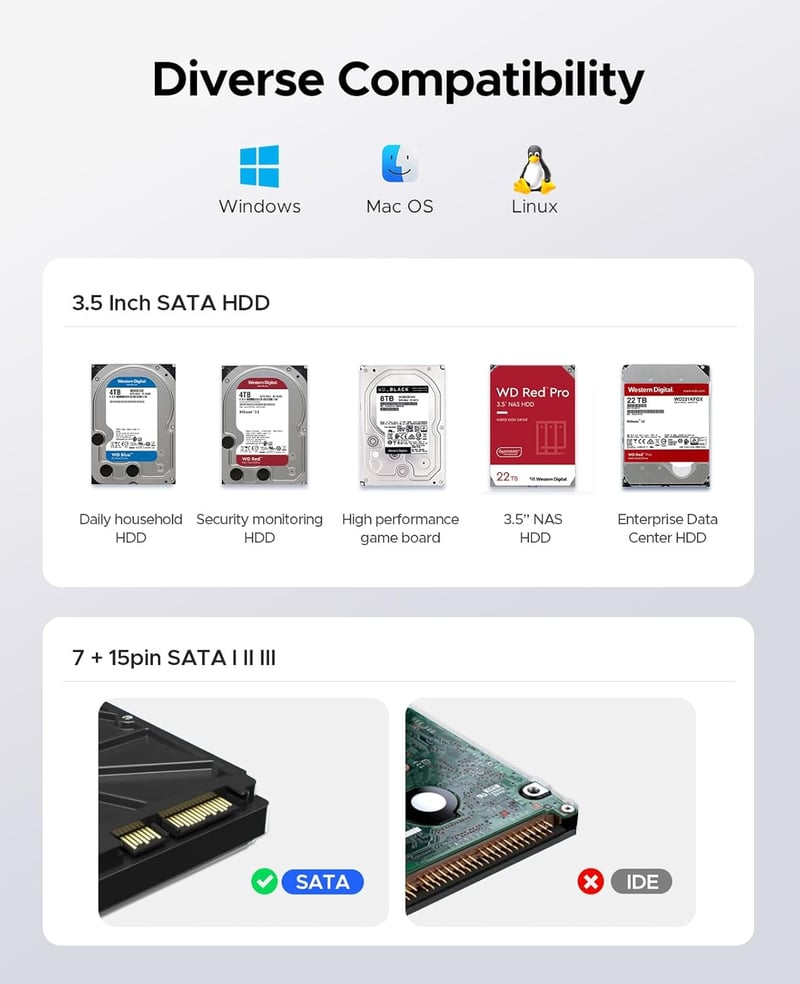 ORICO 5-Bay 6558US3-C Merevlemez Dokkoló - 90TB Tárhely, USB 3.0, Offline Klónozás, 230MB/s, Windows/Mac/Linux Kompatibilis, Fekete