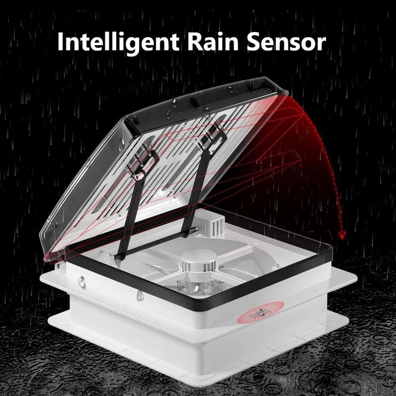 2012 Max Air Tetőszellőztető Lakóautókhoz - Halk Reverzibilis Elszívó Ventilátor, 12V, Távirányítóval, 360mm UV-Álló Fedéllel, Folyamatos Sz