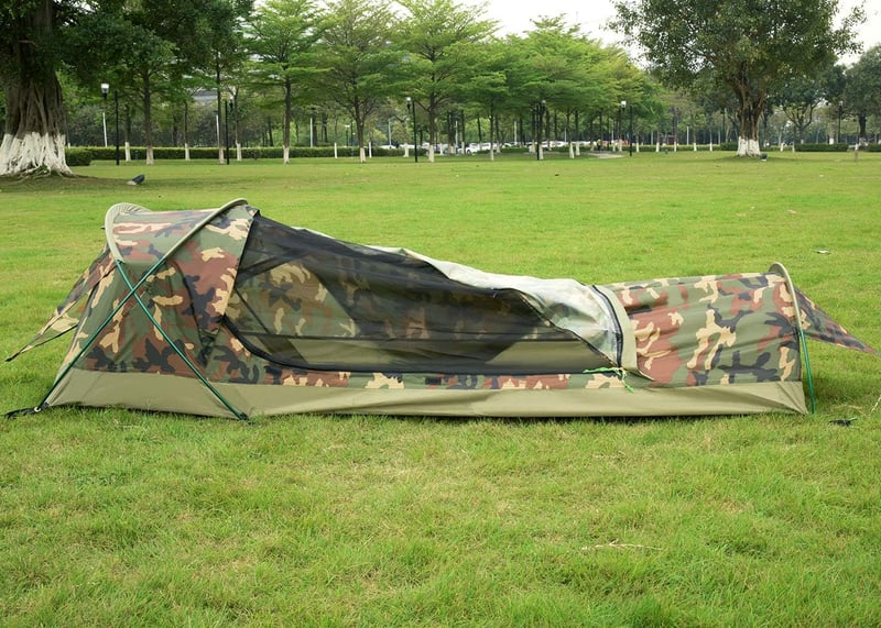 GEERTOP Ultrakönnyű Egyszemélyes Vízálló Bivy Sátor - PU5000MM Poliészter, Szellőző Ablakokkal, 3 Évszakos Túrázáshoz, Kempingezéshez, Hordt