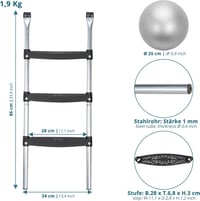 Valuents Ezüst Trambulin Létra - 86 cm, 3 Széles Fokkal + Ajándék Pilates Labda 6