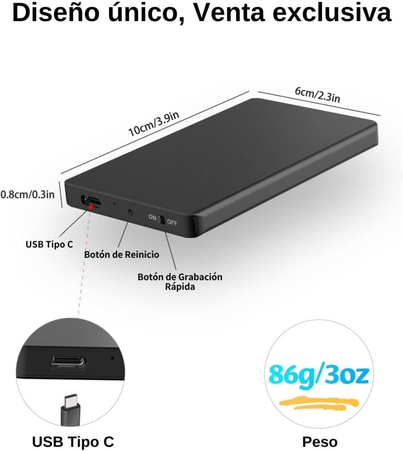Vivaniir 128GB Hangrögzítő 350 Órás Felvétel Zajszűrés Aktiválás