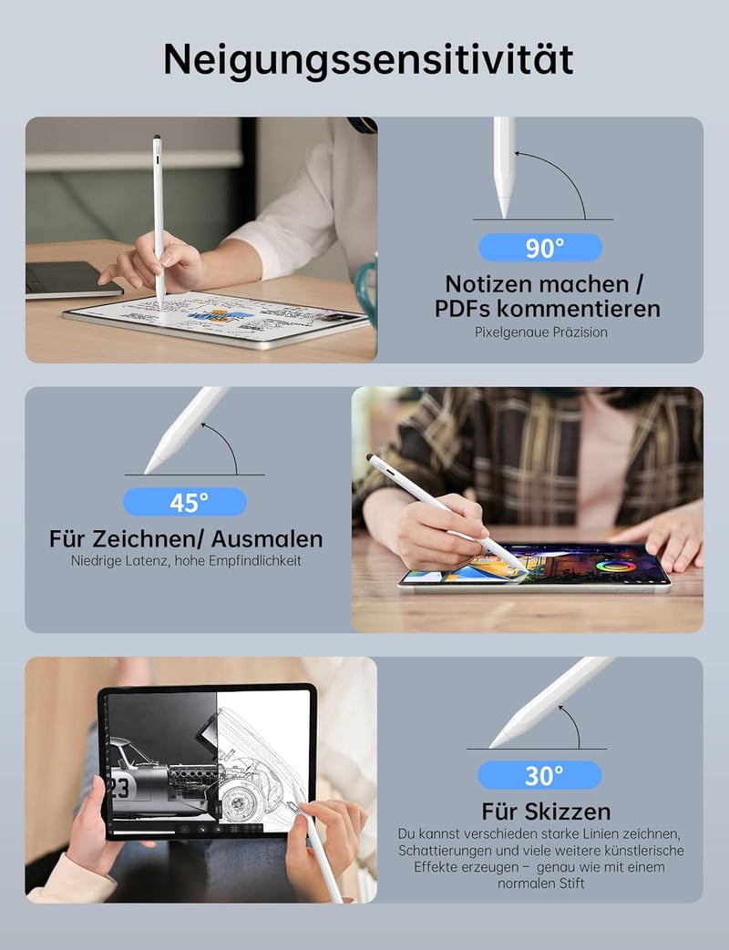 MEKO Apple Pencil Kompatibilis Érintőceruza Gumi Heggyel - Gyorstöltés és Dőlésérzékelés iPad Pro/Air/Mini Modellekhez 2018-2025
