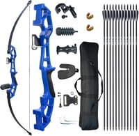 DD&Qarchery Visszahajló Íj Szett Kezdőknek és Felnőtteknek 30-40lb Jobbkezes Vadászíj Alumínium Markolattal és 12db Nyílvesszővel Kék 1