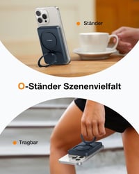 TORRAS 10000 mAh Mágneses Powerbank MagSafe Gyorstöltéssel és O Állvánnyal - 22.5W PD Vezeték Nélküli Hordozható Akkumulátor iPhone 16/15/14 7