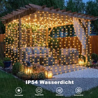 CCILAND 300 LED-es Fényfüggöny 3x3m - Elemes, Meleg Fehér Tündérfény 8 Programmal, Távirányítóval, Időzítővel - Vízálló Beltéri és Kültéri D 5