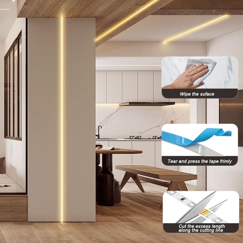 CCILAND Elemes LED Szalag 3m - 90 LED Melegfehér Világítás, Vágható, Öntapadós, Távirányítós, Időzíthető, 8 Üzemmód, Fényerőszabályozás