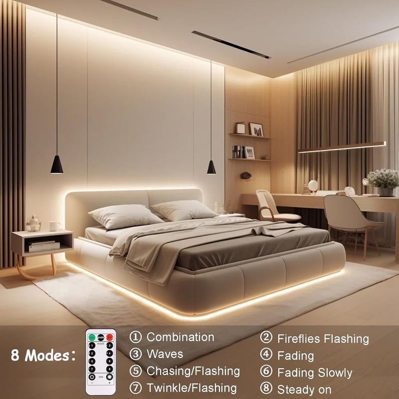 CCILAND Elemes LED Szalag 3m - 90 LED Melegfehér Világítás, Vágható, Öntapadós, Távirányítós, Időzíthető, 8 Üzemmód, Fényerőszabályozás