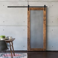 CCJH Tolóajtó Sín Szett 228 cm Fekete Acél Padlóvezetővel, Modern Fa Tolóajtó Vasalat Utólagos Szereléshez 9