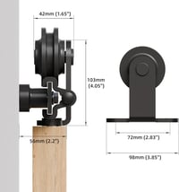 CCJH Tolóajtó Vasalat Szett 152 cm Fekete Alumínium Sín Görgőkkel Padlóvezetővel T-Alakú Retro Stílus Fa Ajtóhoz 5