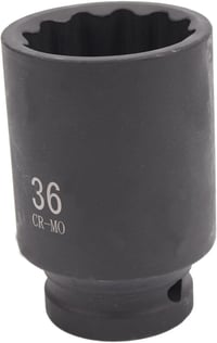 CCLIFE 1/2 hüvelykes 36 mm mély 12 pontos behajtófej CR-MO acél ütvecsavarozóhoz, többfogú anya dugókulcs 3