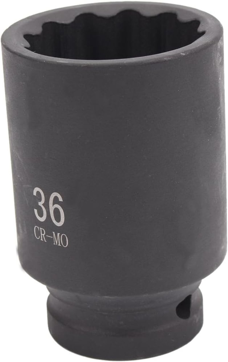 CCLIFE 1/2 hüvelykes 36 mm mély 12 pontos behajtófej CR-MO acél ütvecsavarozóhoz, többfogú anya dugókulcs