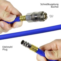CCLIFE 10m PU Pneumatikus Tömlő Rugós Gyorskötéssel és Görbületi Korlátozóval 3