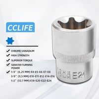 CCLIFE 14 Részes Torx Dugókulcs Készlet E Profil Külső Torx E4-E24 1/4 3/8 1/2 Hüvelyes Szerszám Krómozott 4