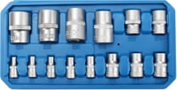 CCLIFE 14 Részes Torx Dugókulcs Készlet E Profil Külső Torx E4-E24 1/4 3/8 1/2 Hüvelyes Szerszám Krómozott 7