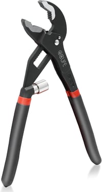 CCLIFE 175 mm vízpumpa fogó racsnis állítással, Cr-V acél csőkulcs vízszereléshez, fekete piros markolattal 1