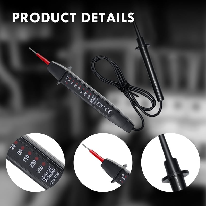 Tester de tensiune bipolar CCLIFE 6-380V AC/DC cu afișaj LED și testare de fază