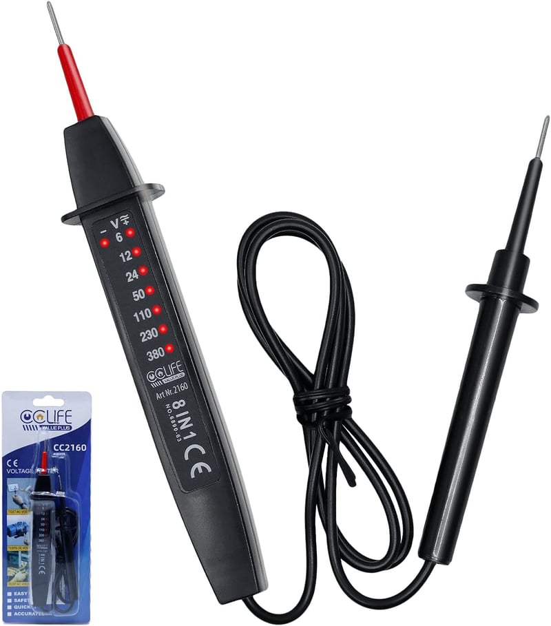 Tester de tensiune bipolar CCLIFE 6-380V AC/DC cu afișaj LED și testare de fază
