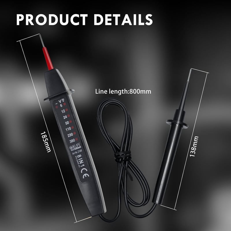 Tester de tensiune bipolar CCLIFE 6-380V AC/DC cu afișaj LED și testare de fază