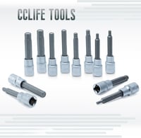 CCLIFE 30 részes hosszú belső hatszög bitnyelv készlet 5-19mm 1/2" meghajtás 4