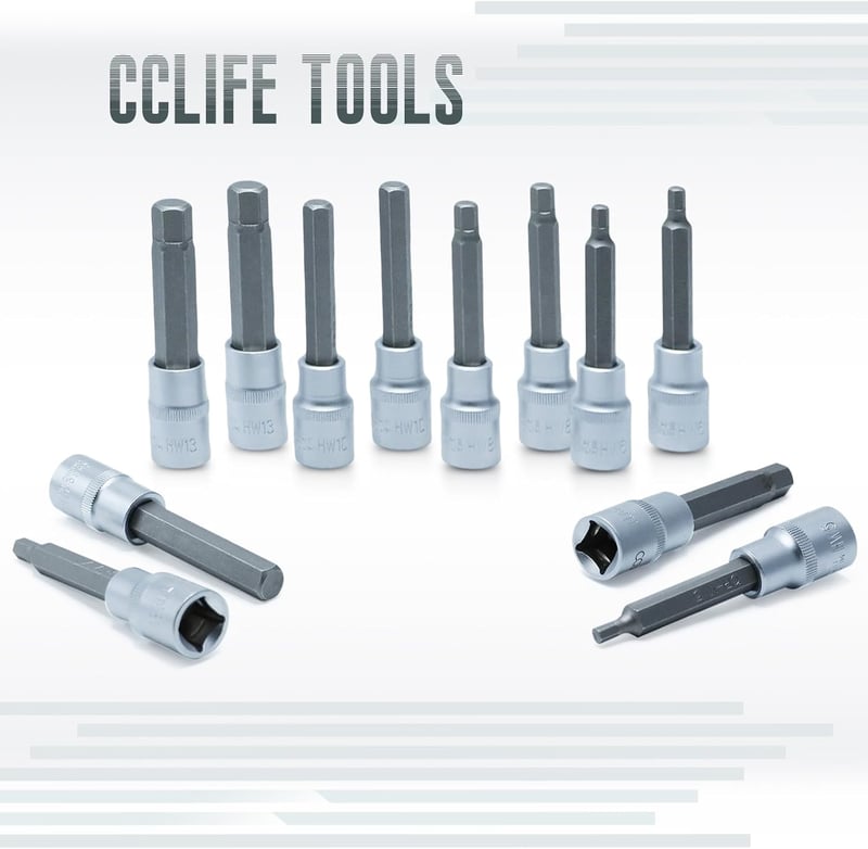 CCLIFE 30 részes hosszú belső hatszög bitnyelv készlet 5-19mm 1/2" meghajtás