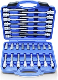 CCLIFE 30 részes hosszú belső hatszög bitnyelv készlet 5-19mm 1/2" meghajtás 1