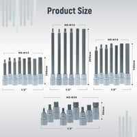 CCLIFE 30 részes hosszú belső hatszög bitnyelv készlet 5-19mm 1/2" meghajtás 3