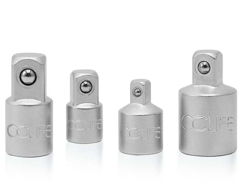 CCLIFE 4-dijelni set adaptera za nasadne ključeve - za račne veličine 1/2", 3/8", 1/4" - krom-vanadij čelik - za automehaničarske radove, "uradi sam"